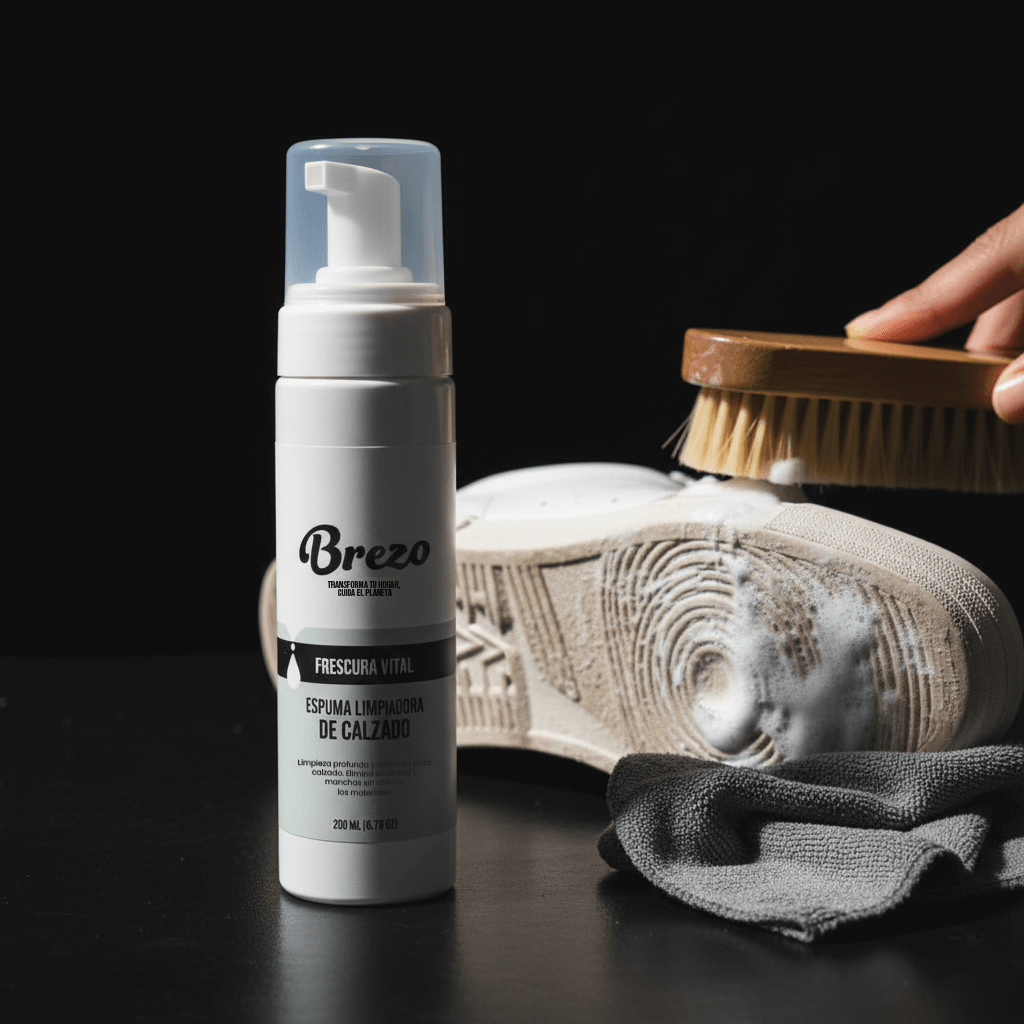 Espuma Limpiadora Calzado Brezo - Producto en uso lifestyle