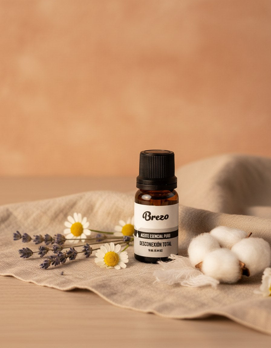 Aceite Esencial Desconexión Total Brezo 10ml - lifestyle sobre superficie elegante