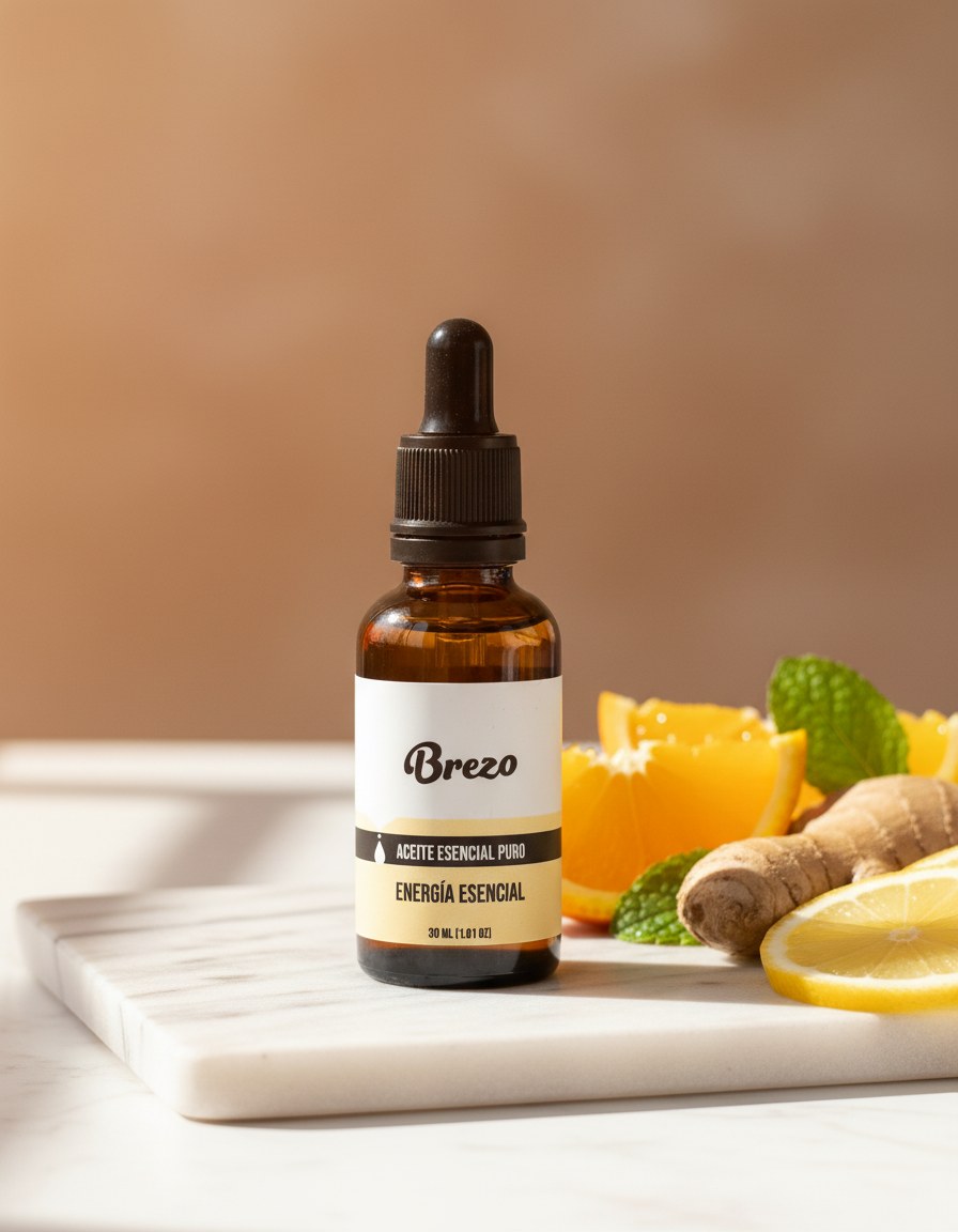 Aceite Esencial Energía Esencial Brezo 30ml - lifestyle sobre superficie elegante