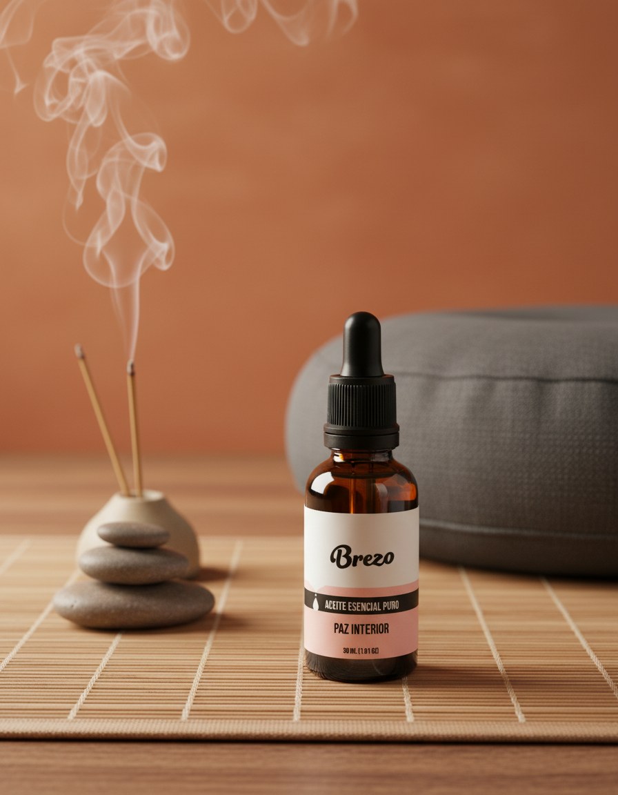 Aceite Esencial Paz Interior Brezo 30ml - lifestyle sobre superficie elegante
