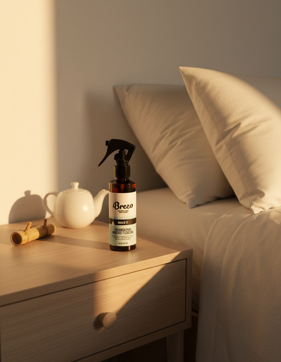 Fragancia Brisa de Té Brezo - mesita de noche dormitorio