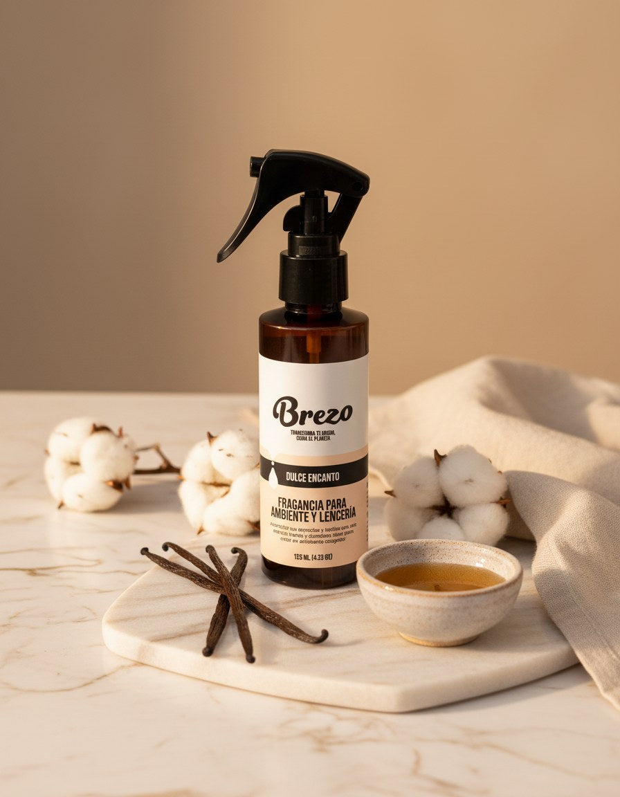 Fragancia Dulce Encanto Brezo - lifestyle sobre superficie elegante