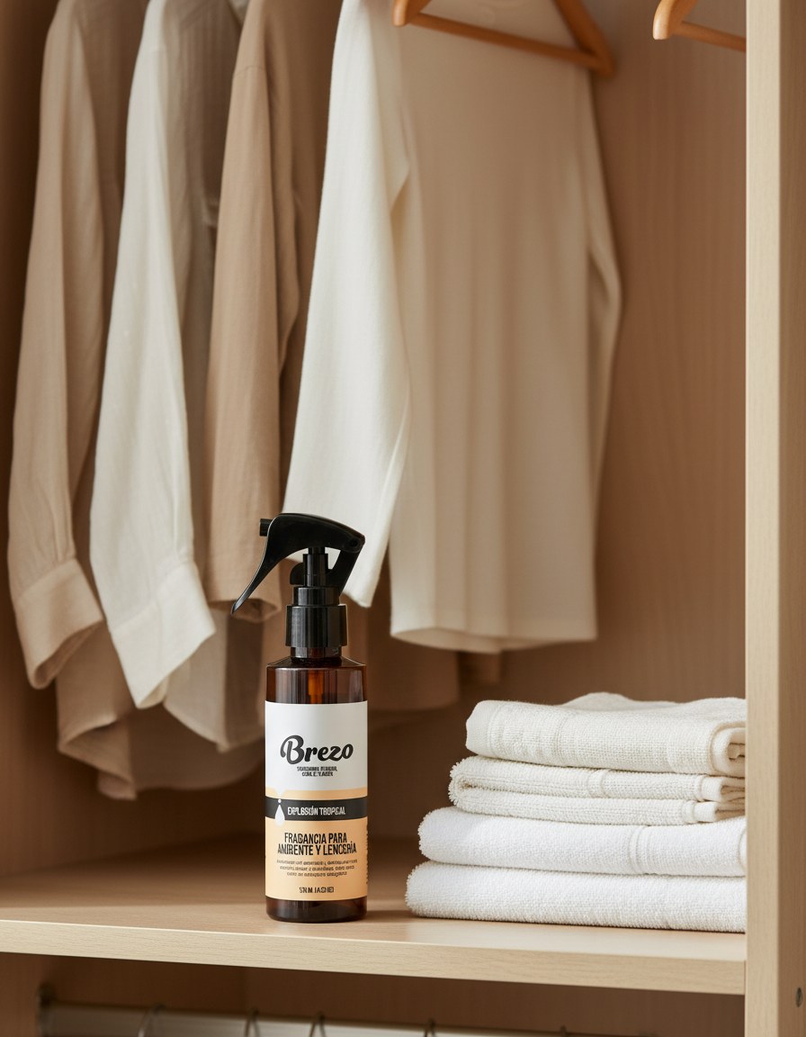 Fragancia Explosión Tropical Brezo - closet con ropa y toallas