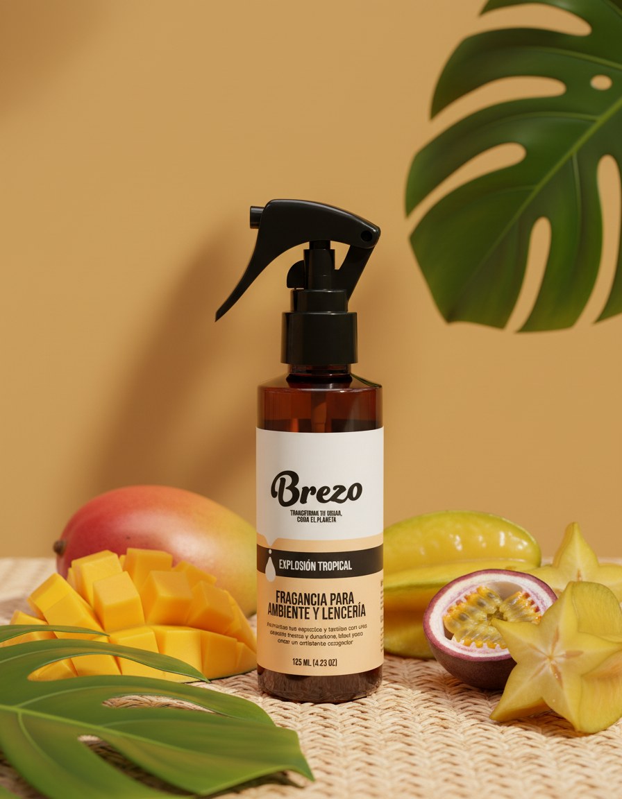 Fragancia Explosión Tropical Brezo - lifestyle sobre superficie elegante